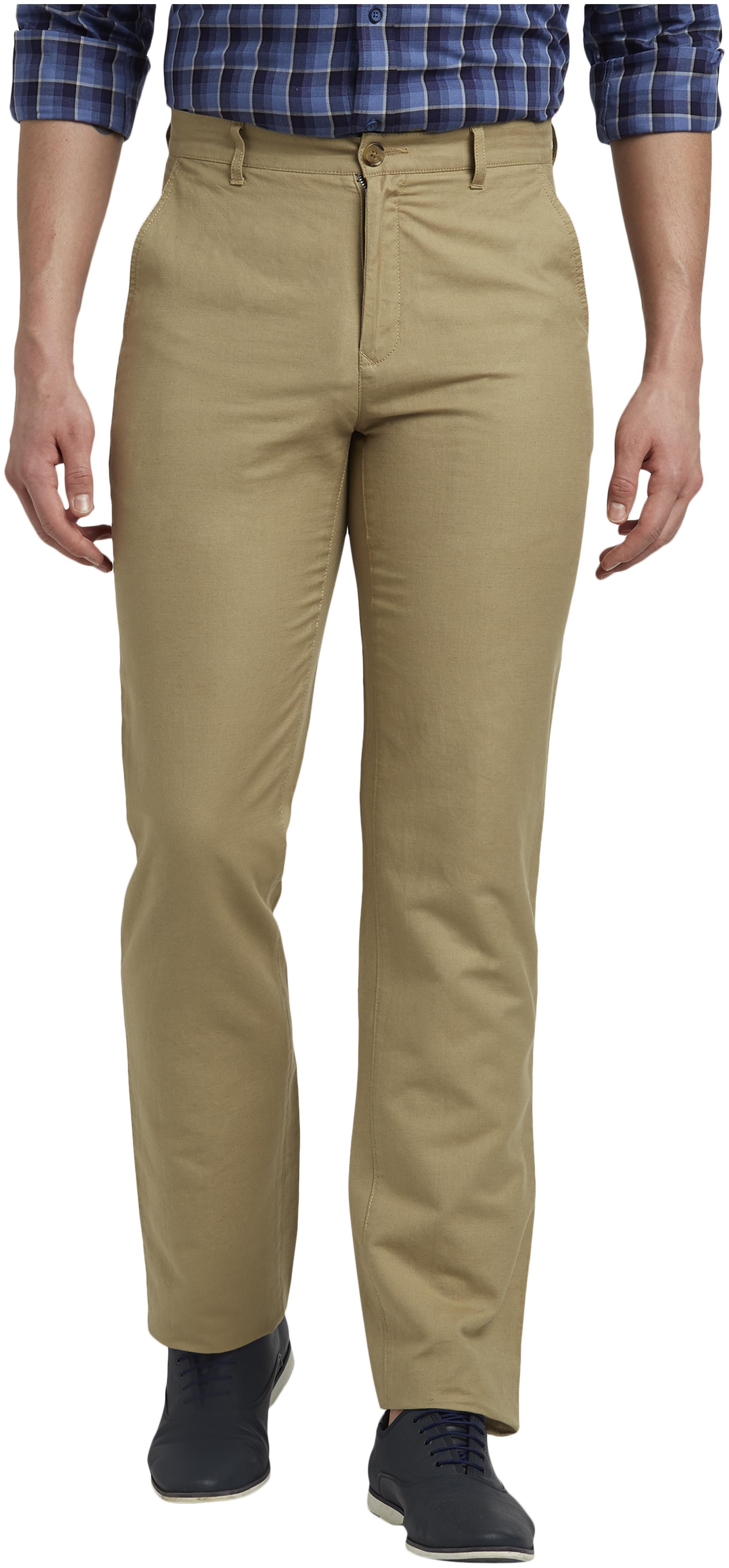 ColorPlus Men Brown Solid Tapered fit Regular trousers