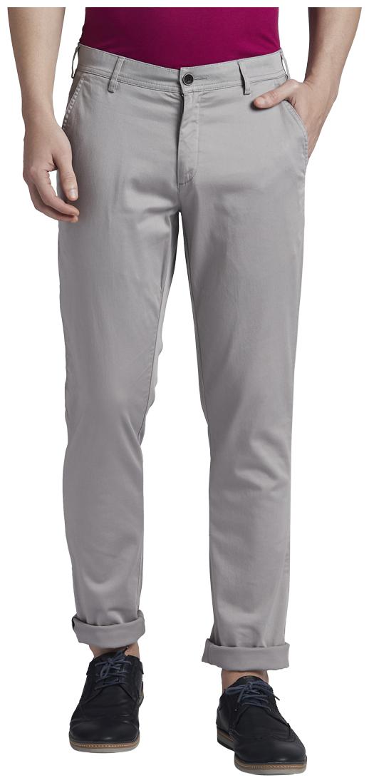 

ColorPlus Men Grey Solid Regular fit Wrinkle free Regular trousers