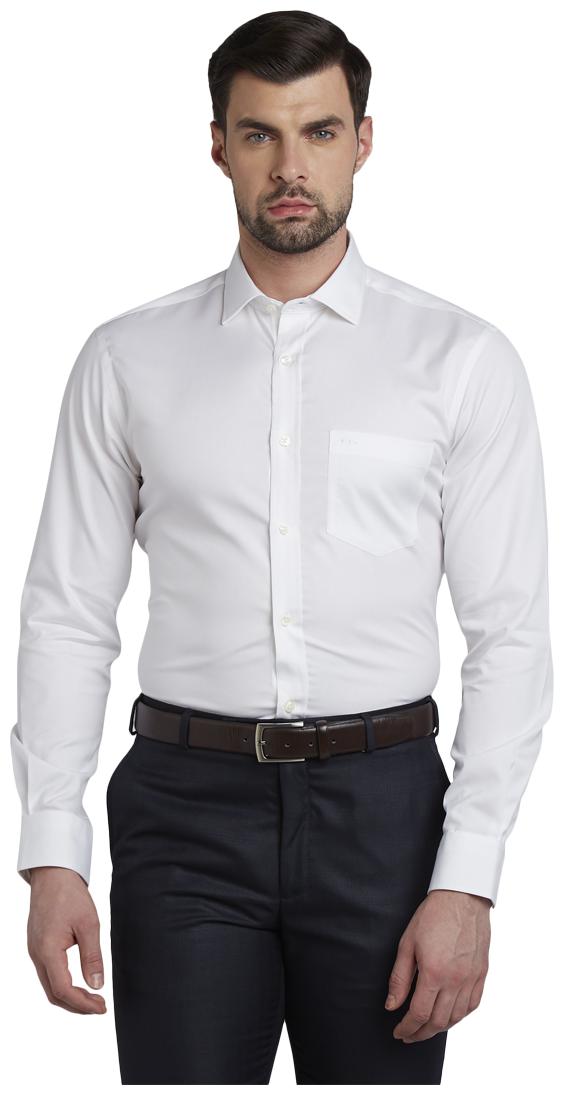 

ColorPlus Men White Solid Slim Fit Casual Shirt