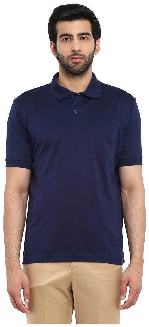 

ColorPlus Men Blue Regular fit Cotton Polo collar T-Shirt - Pack Of 1