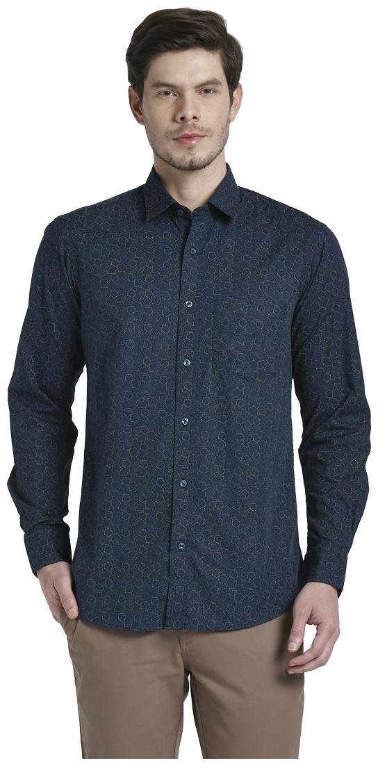 

ColorPlus Men Blue Printed Regular Fit Casual Shirt