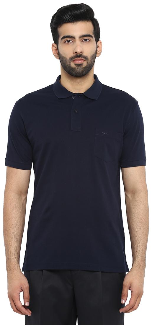 

ColorPlus Men Blue Slim fit Cotton Polo collar T-Shirt - Pack Of 1