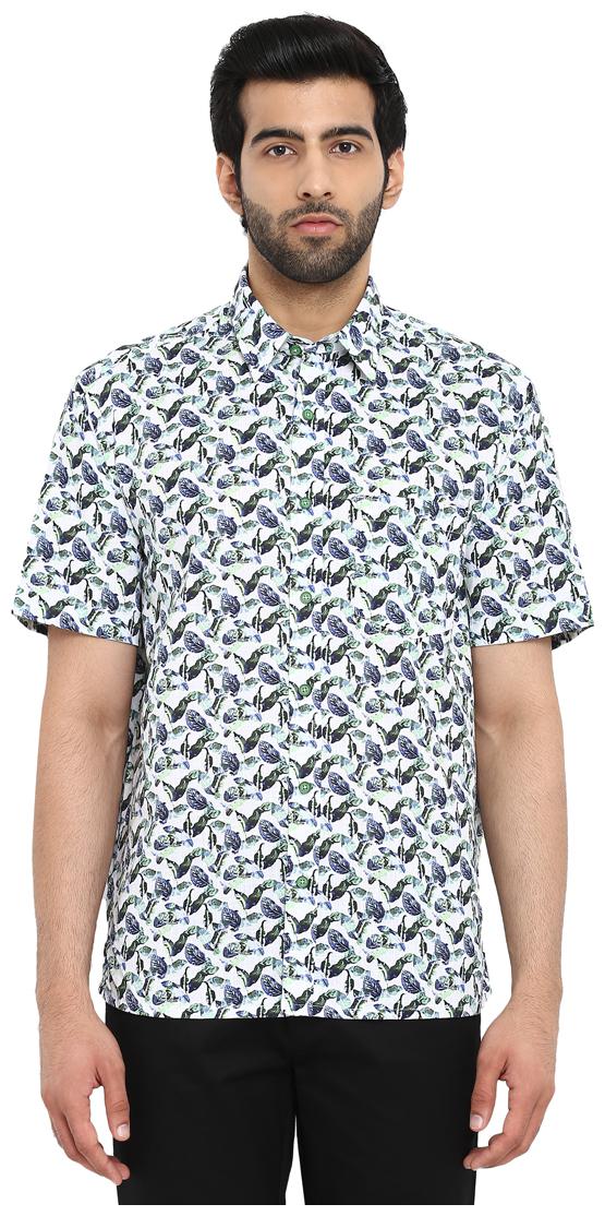 

ColorPlus Men White Printed Regular Fit Casual Shirt