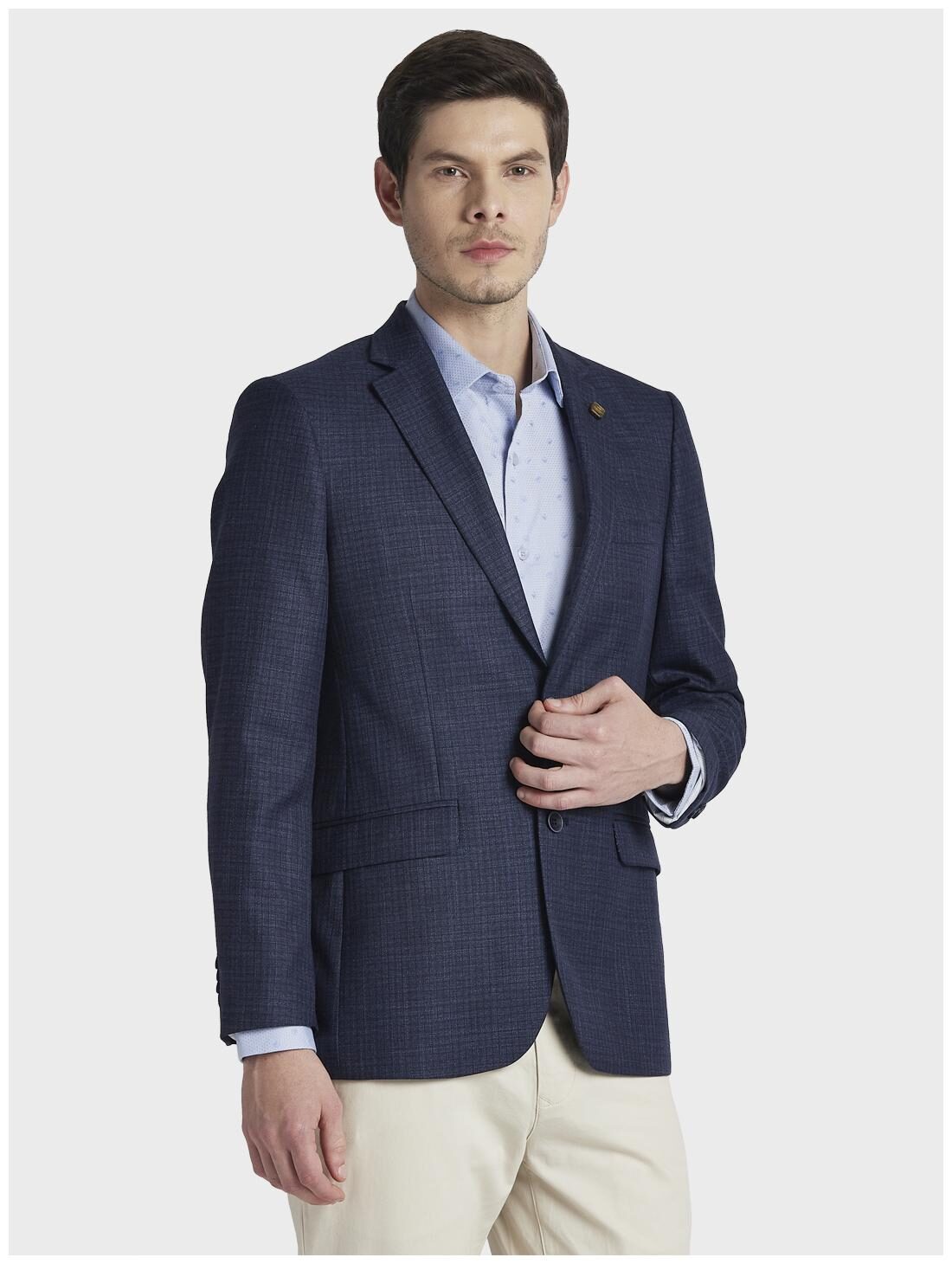 

ColorPlus Men Blue Checked Regular fit Single Breasted Blazer