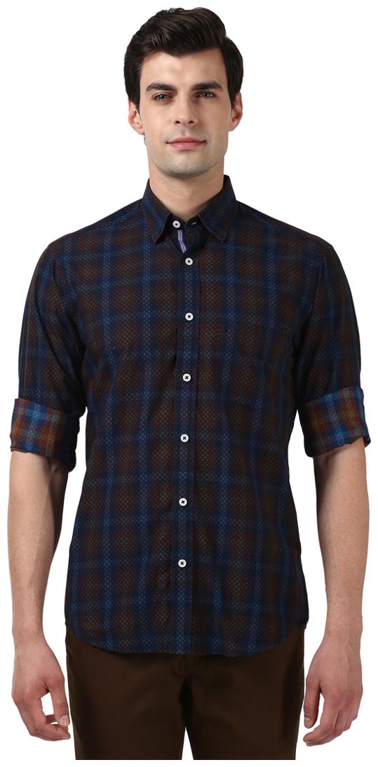 

ColorPlus Men Blue Printed Regular Fit Casual Shirt