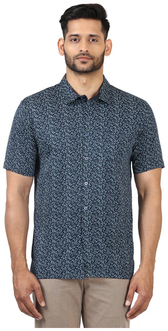 

ColorPlus Men Blue Printed Regular Fit Casual Shirt