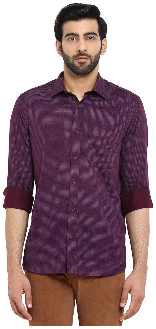 

ColorPlus Purple Tailored Fit Cotton Casual Shirt