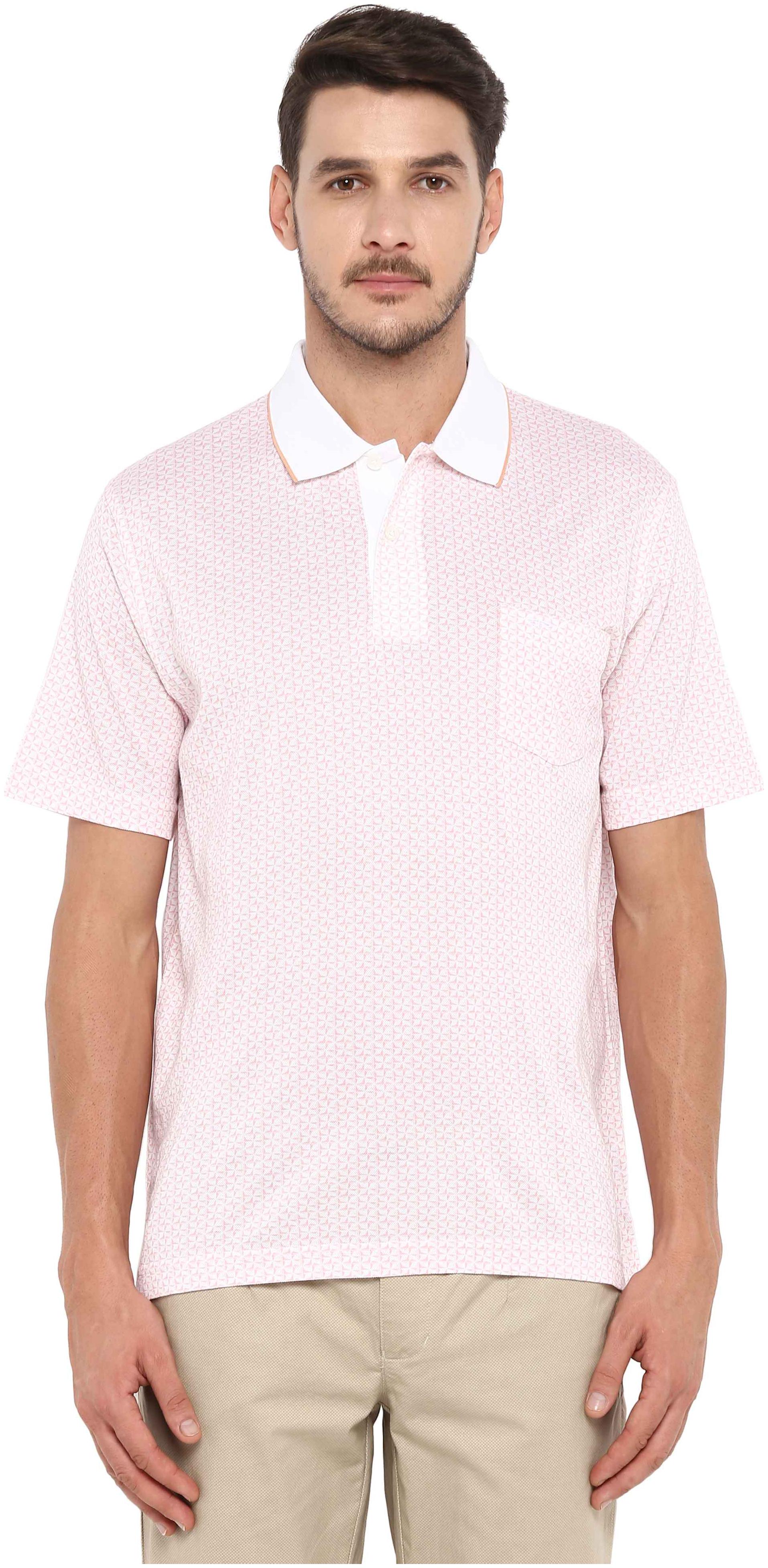 

ColorPlus Men Pink Regular fit Cotton Polo collar T-Shirt - Pack Of 1