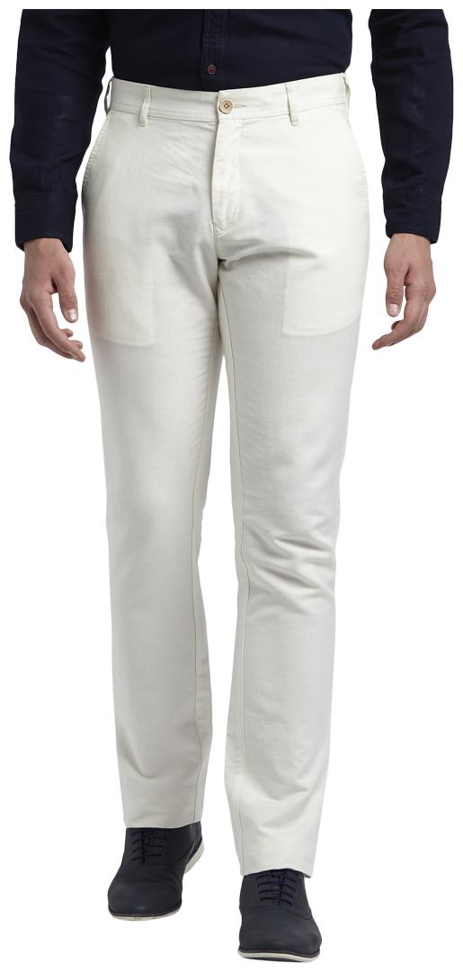 

ColorPlus Men White Solid Slim fit Regular trousers