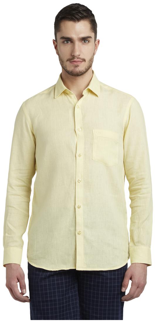 ColorPlus Men Yellow Solid Slim Fit Casual Shirt