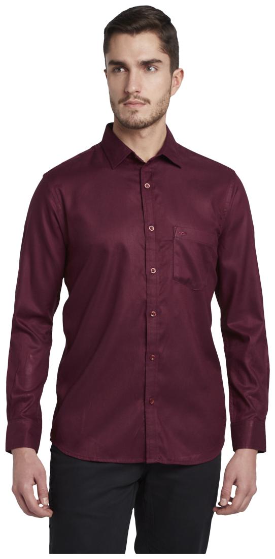 

ColorPlus Men Maroon Solid Slim Fit Casual Shirt