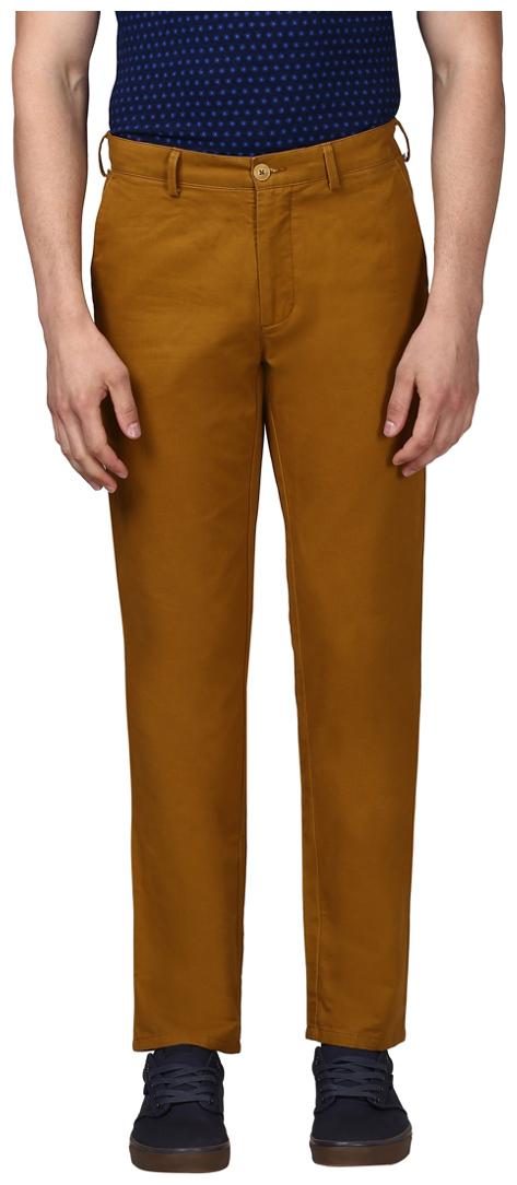 

ColorPlus Solid Cotton Brown Slim Fit Trousers