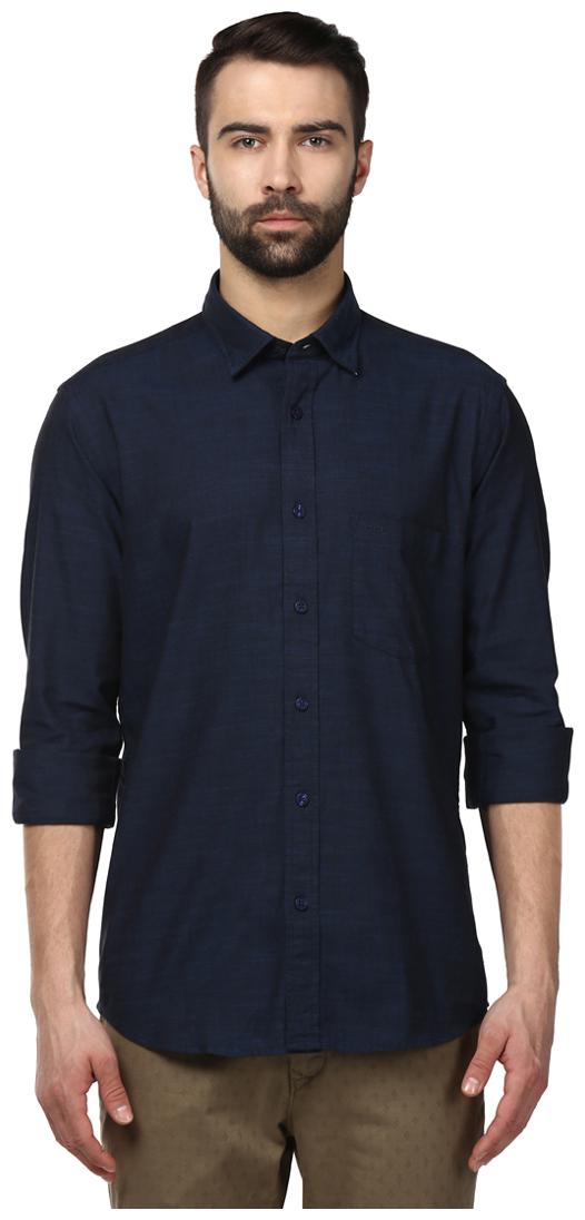 ColorPlus Men Blue Solid Regular Fit Casual Shirt