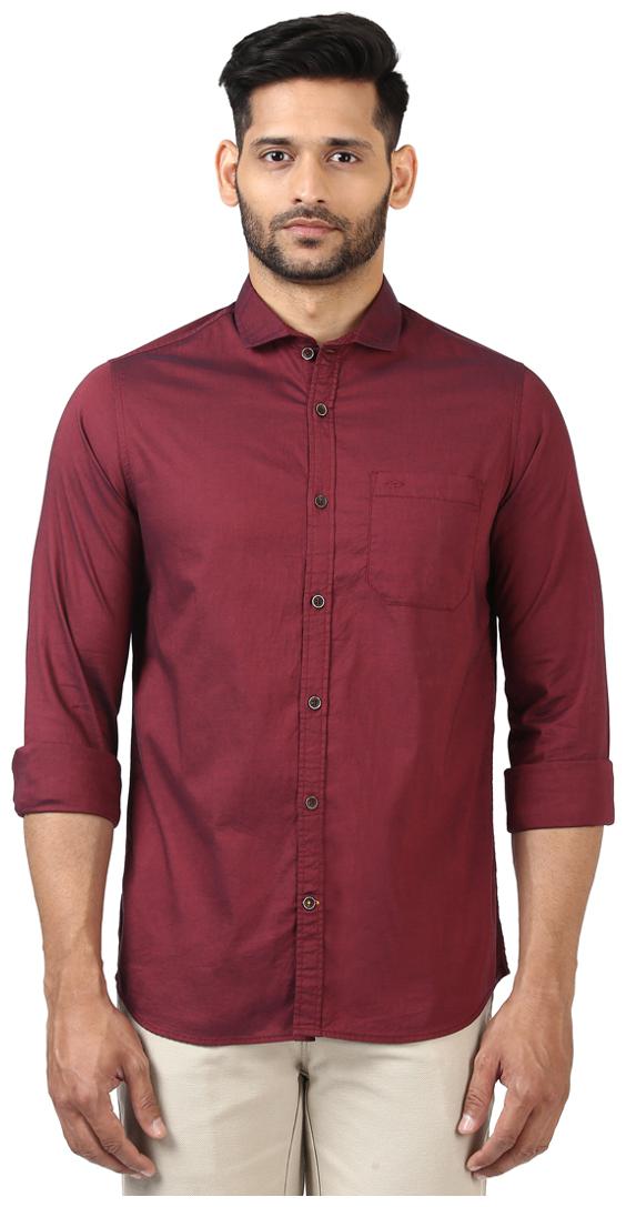 

ColorPlus Men Maroon Solid Regular Fit Casual Shirt