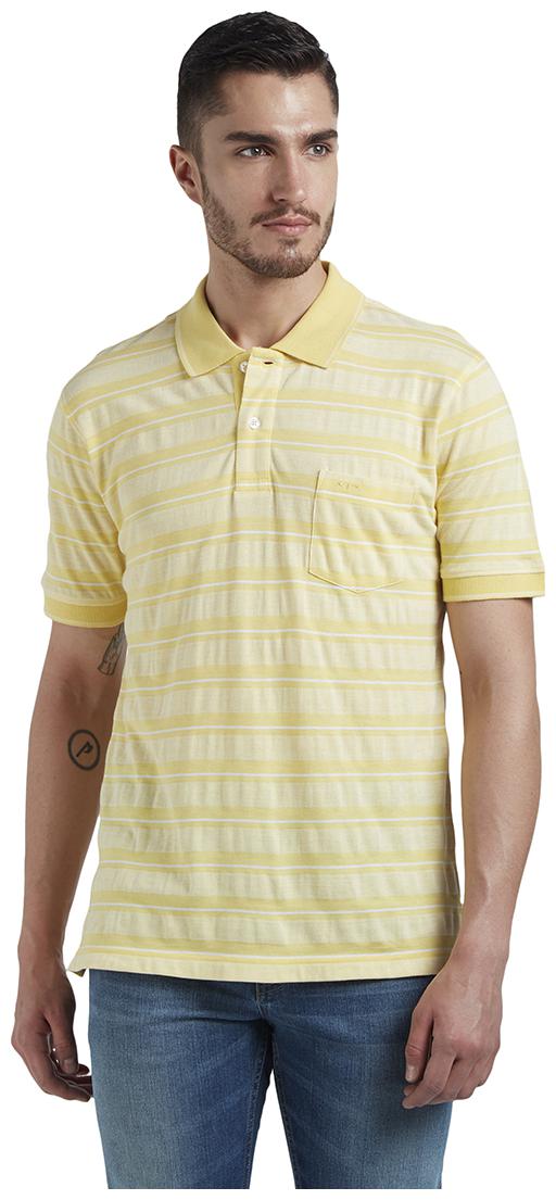 ColorPlus Men Yellow Slim fit Cotton Blend Polo collar T-Shirt - Pack Of 1
