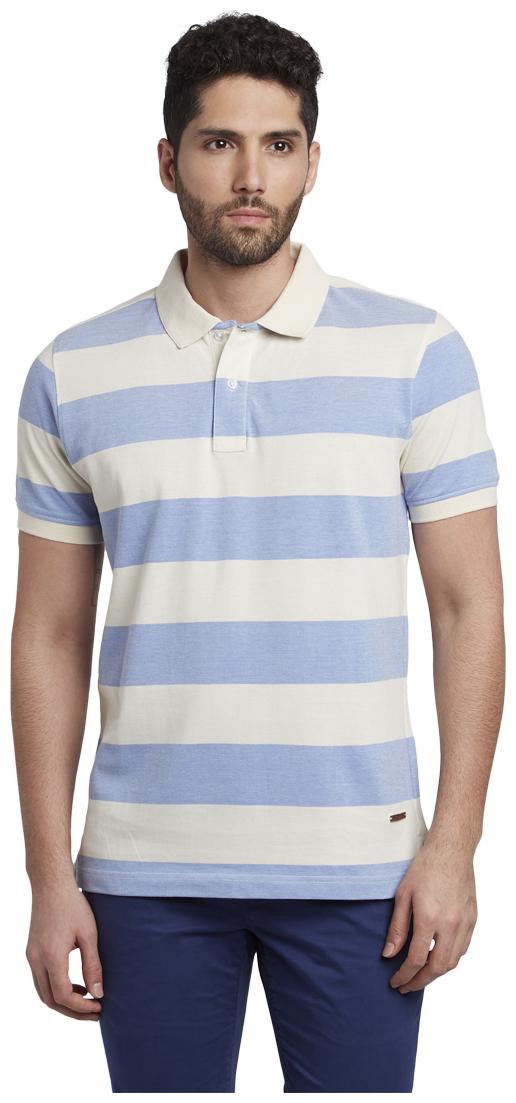 

ColorPlus Men Blue Slim fit Cotton Polo collar T-Shirt - Pack Of 1