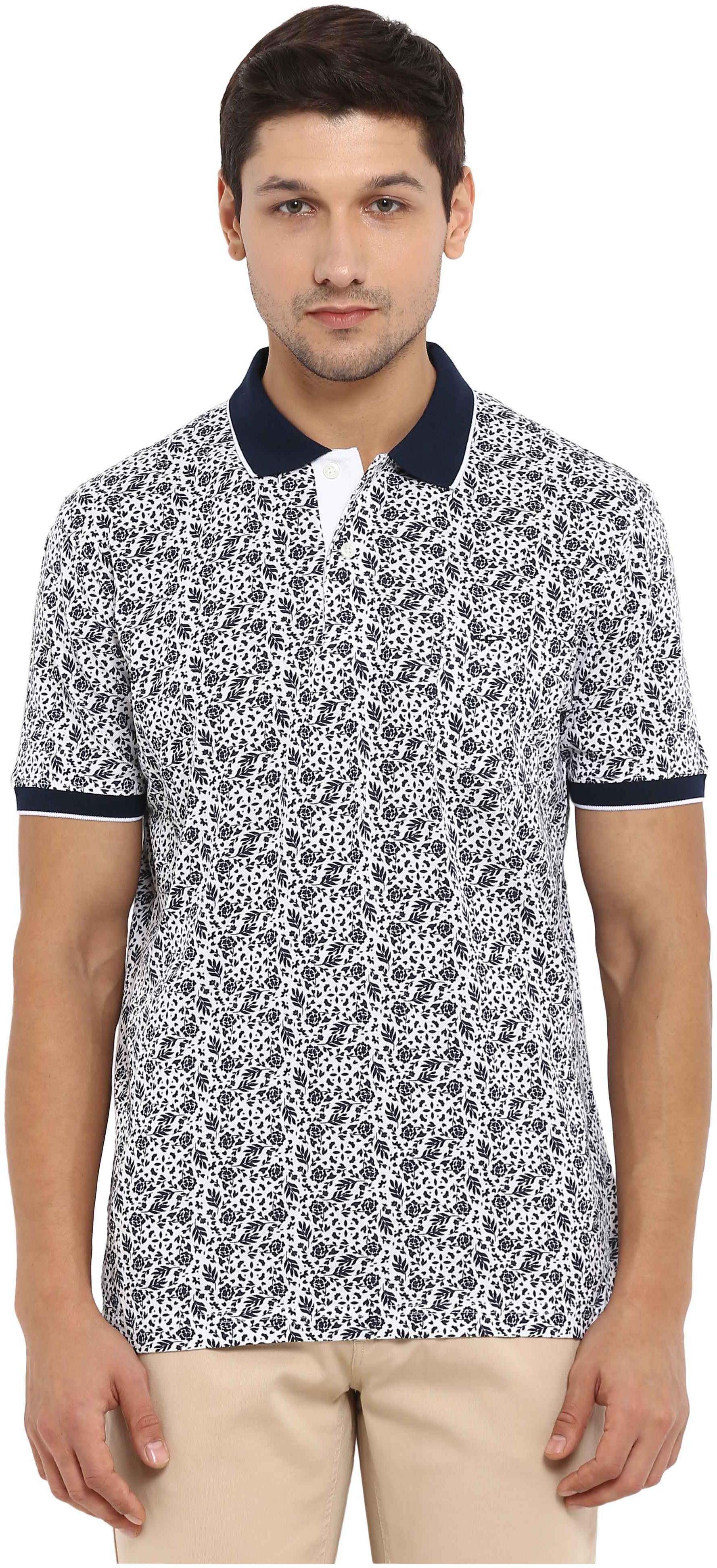 

ColorPlus Men White Slim fit Cotton Polo collar T-Shirt - Pack Of 1