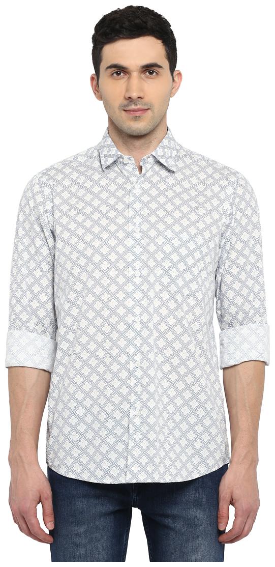 

ColorPlus Men White Printed Slim Fit Casual Shirt