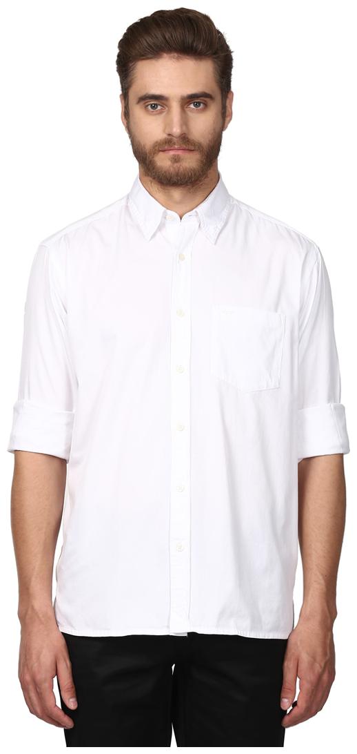 

ColorPlus Men White Solid Regular Fit Casual Shirt