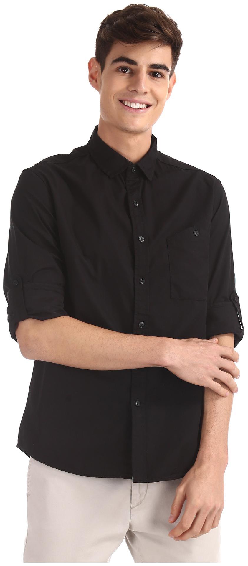 

Colt Men Black Solid Regular Fit Casual Shirt