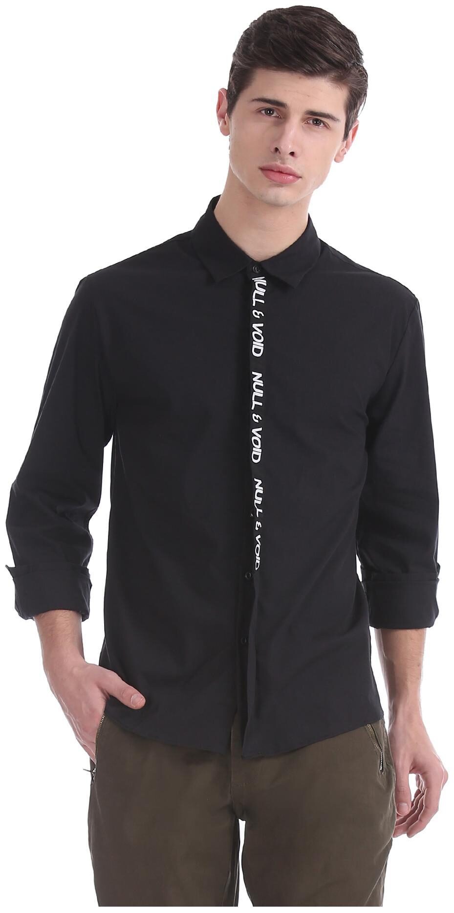 

Colt Men Black Typography Regular Fit Casual Shirt
