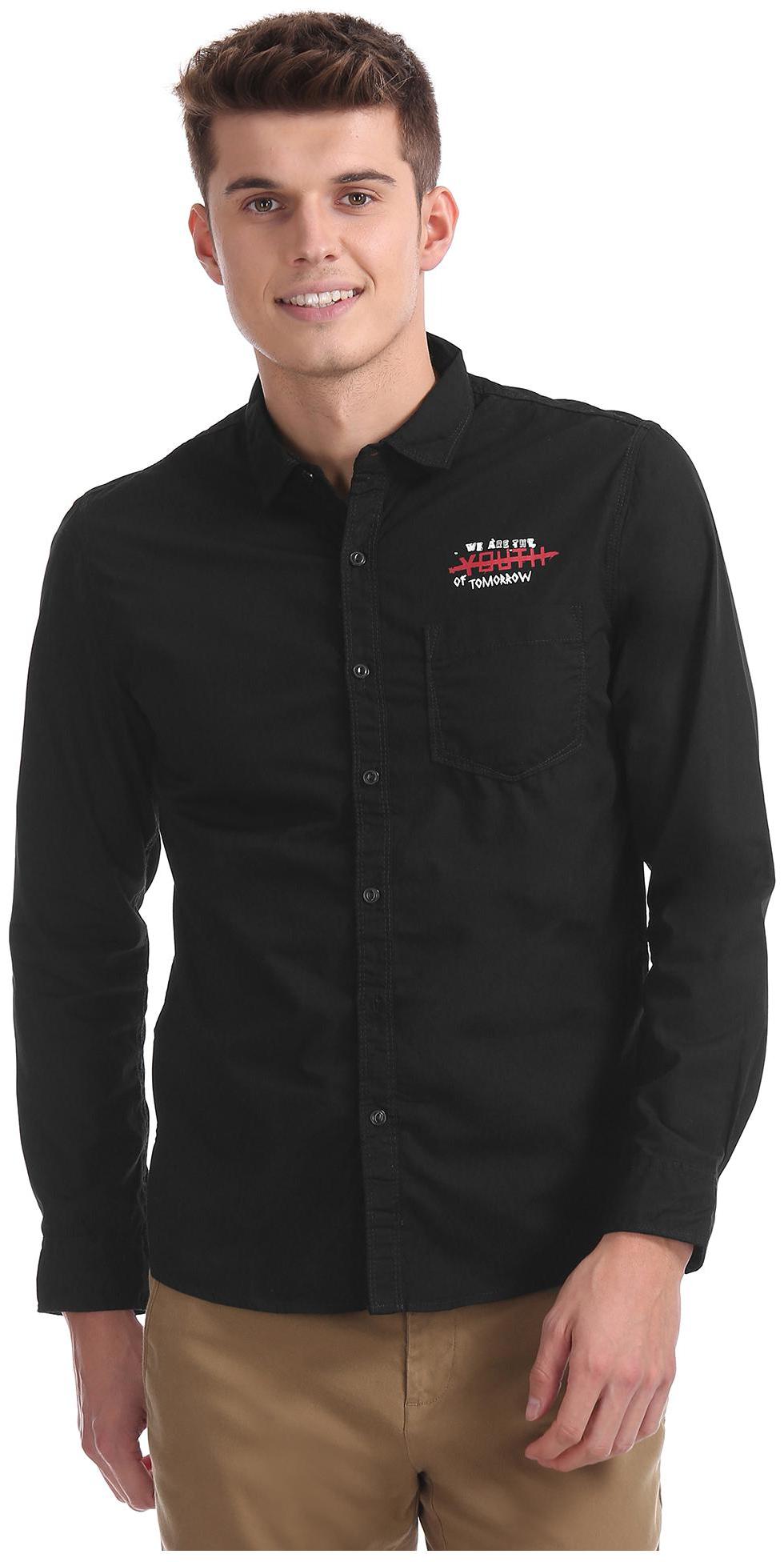 

Colt Men Black Printed Regular Fit Casual Shirt