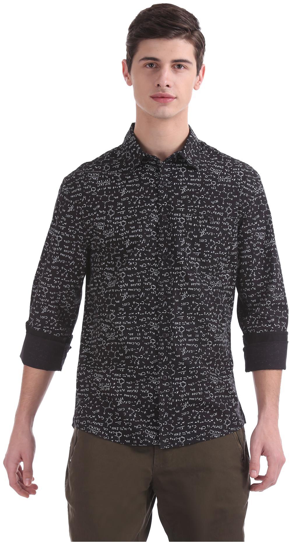 

Colt Men Black Geometric Regular Fit Casual Shirt