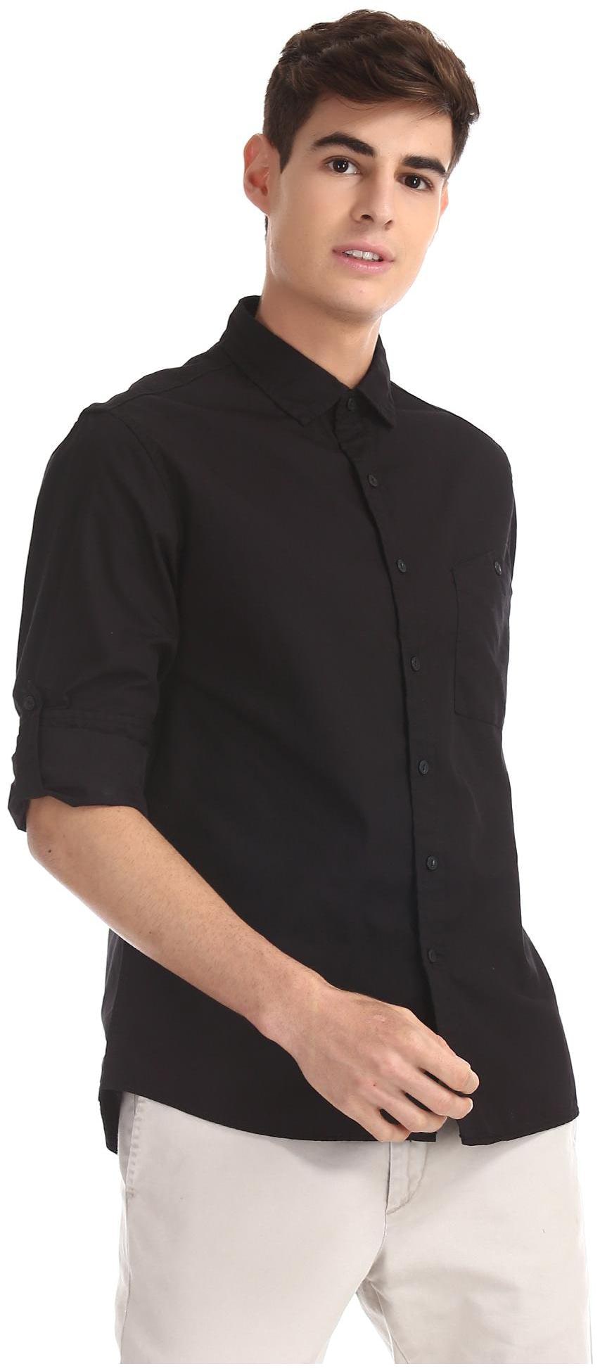 

Colt Men Black Solid Regular Fit Casual Shirt