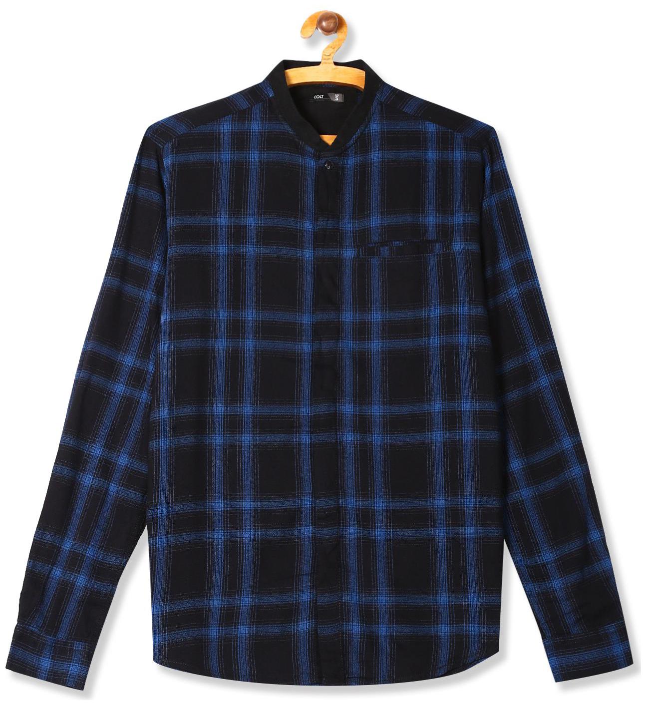 

Colt Men Blue Checked Regular Fit Casual Shirt