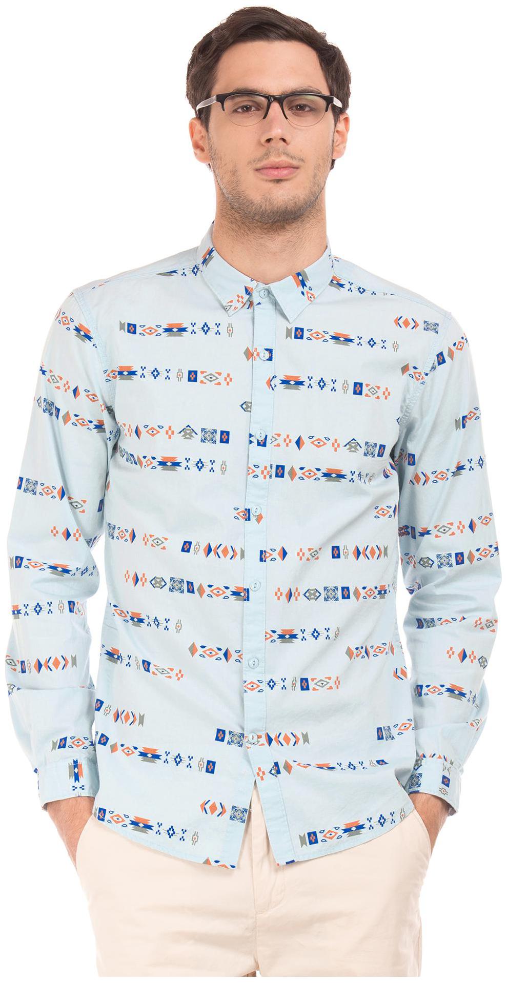 

Colt Men Blue Printed Slim Fit Casual Shirt
