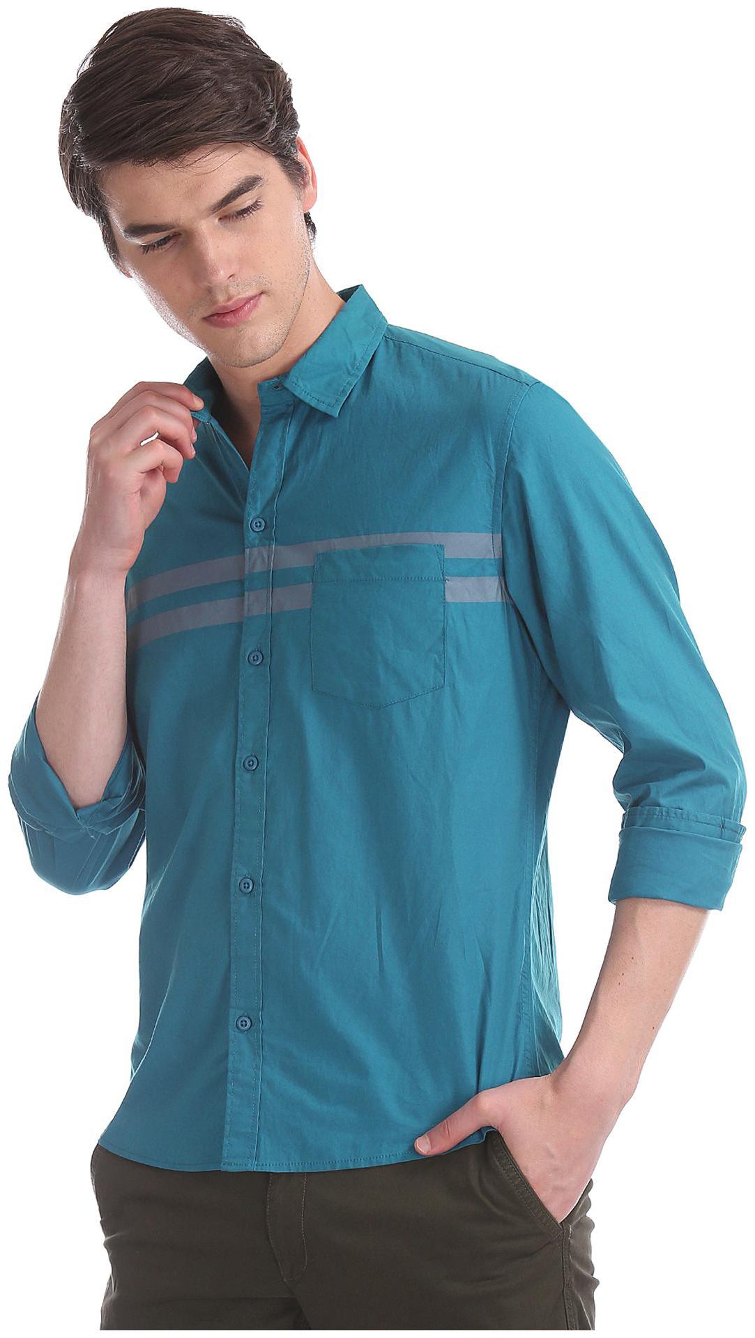 

Colt Men Blue Vertical Stripes Regular Fit Casual Shirt