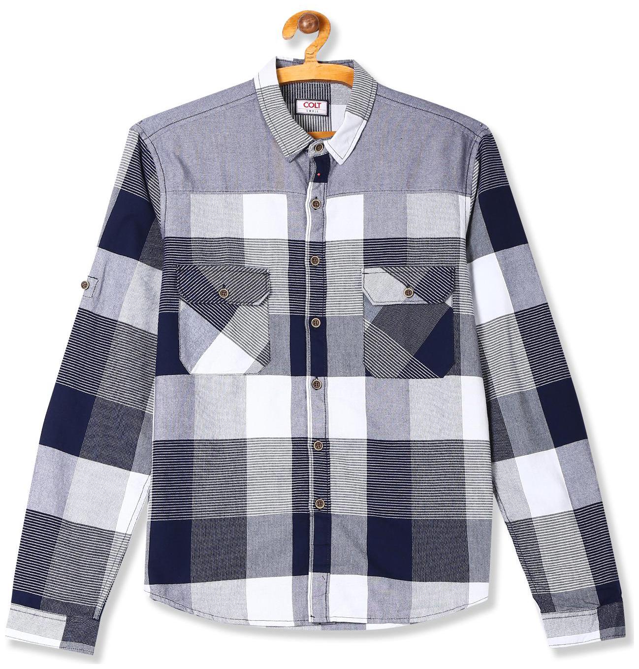 

Colt Men Blue Checked Regular Fit Casual Shirt