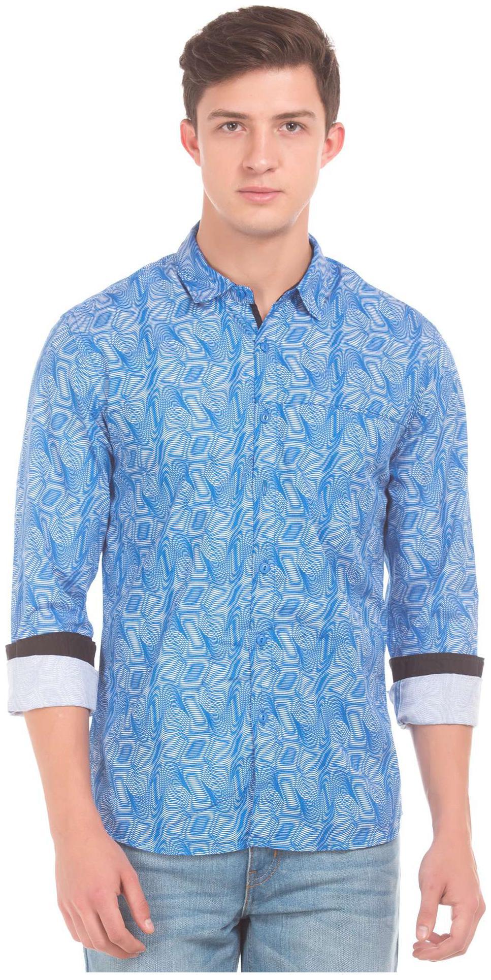 

Colt Men Blue Printed Regular Fit Casual Shirt