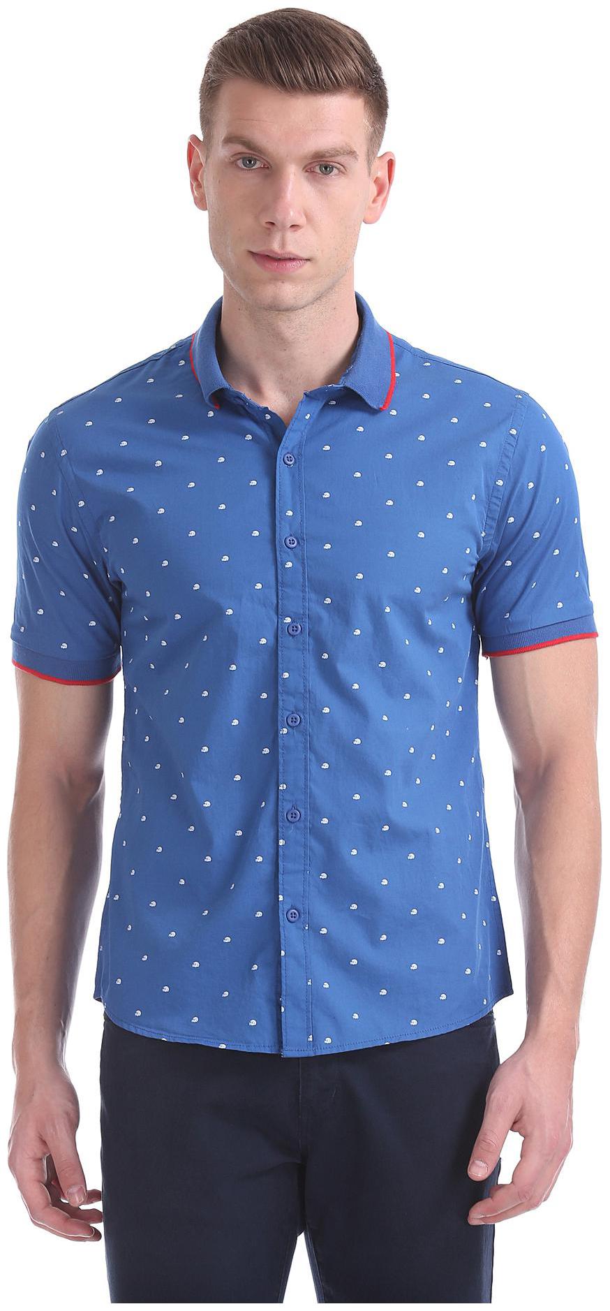 

Colt Men Blue Printed Regular Fit Casual Shirt