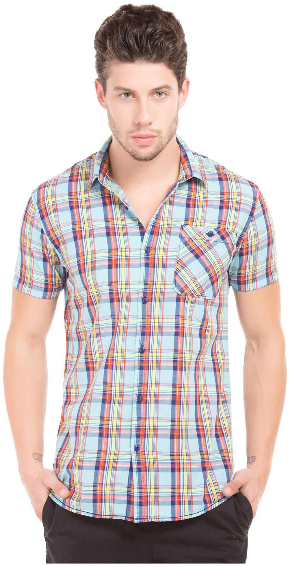 

Colt Men Blue Checked Slim Fit Casual Shirt