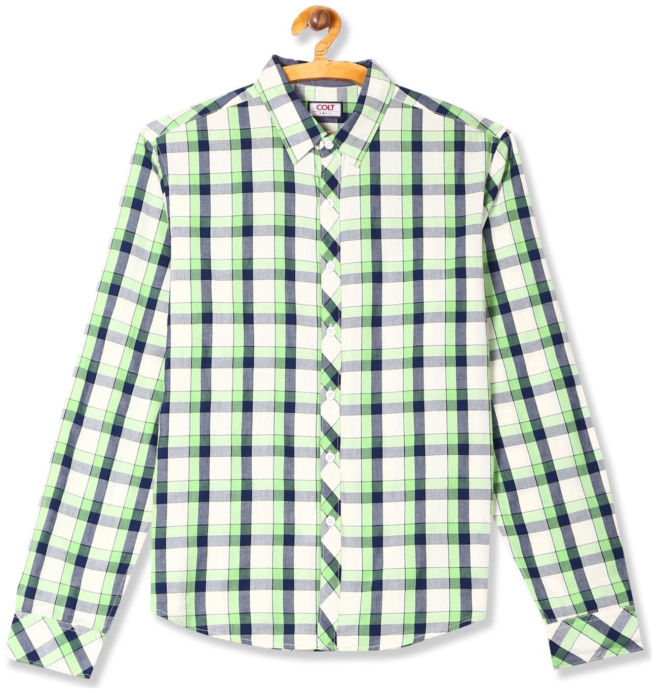 

Colt Men Green Checked Regular Fit Casual Shirt