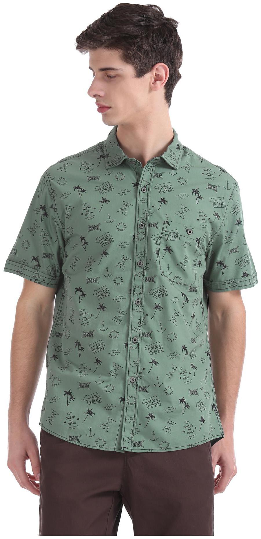 

Colt Men Green Printed Regular Fit Casual Shirt