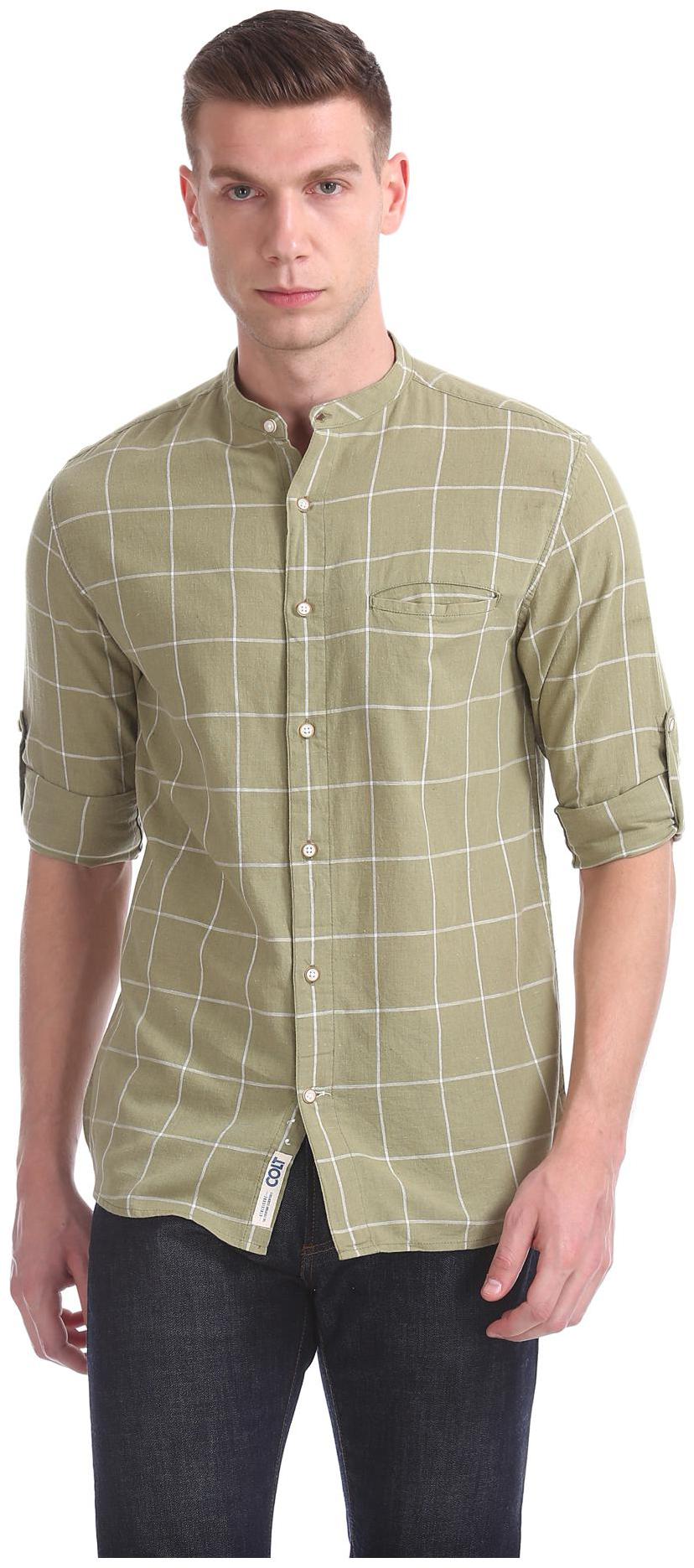 

Colt Men Green Checked Regular Fit Casual Shirt