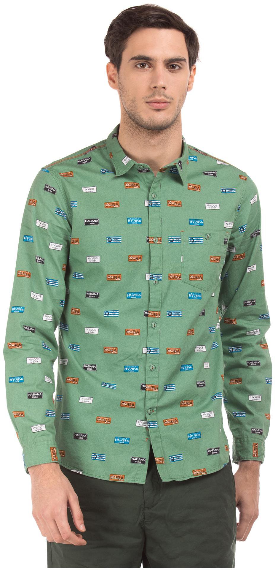 

Colt Men Green Printed Slim Fit Casual Shirt