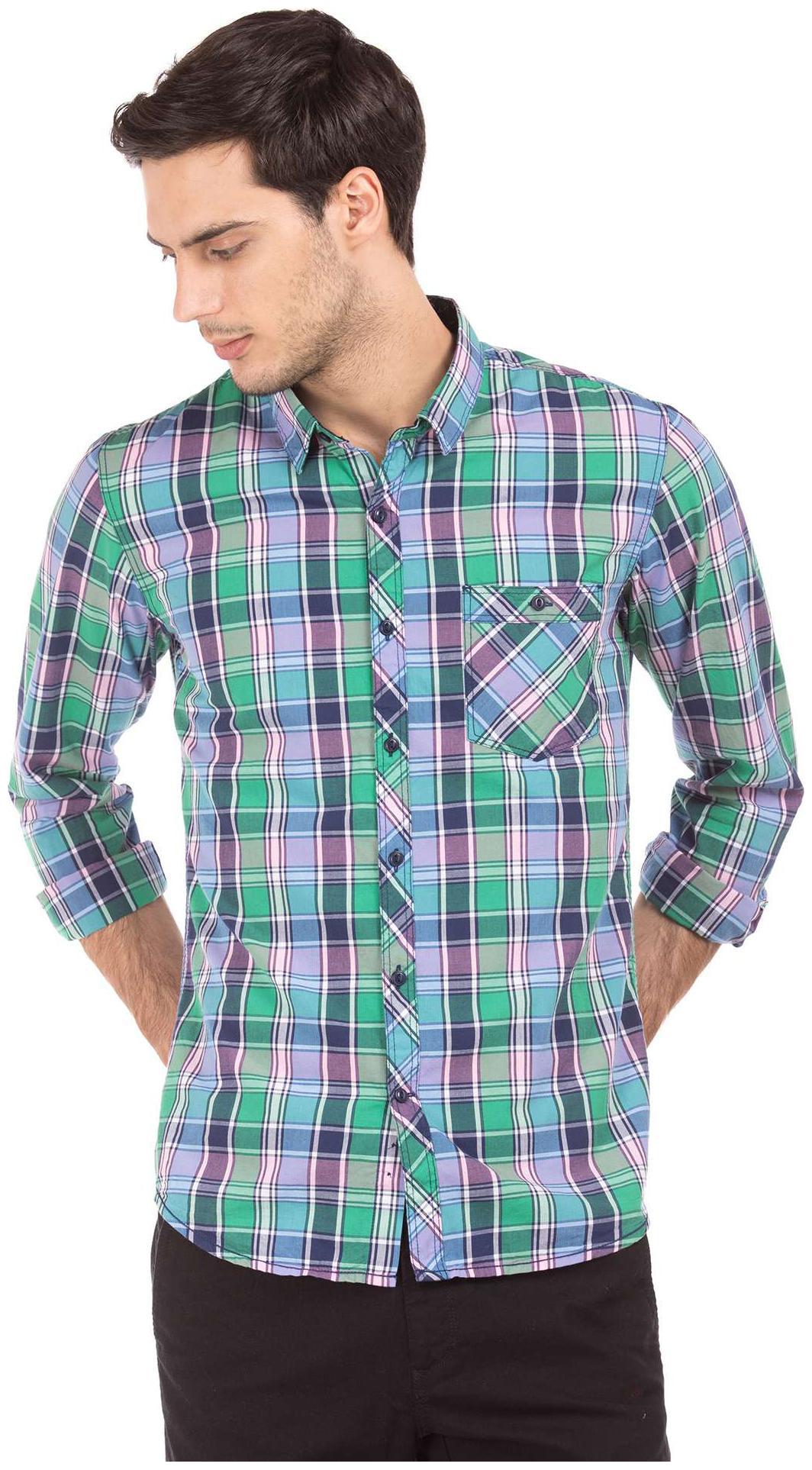 

Colt Men Green Checked Slim Fit Casual Shirt