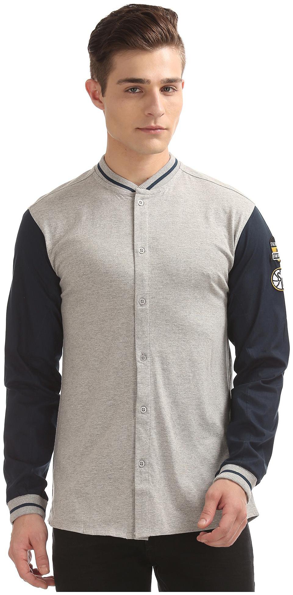 

Colt Men Grey Colorblocked Regular Fit Casual Shirt