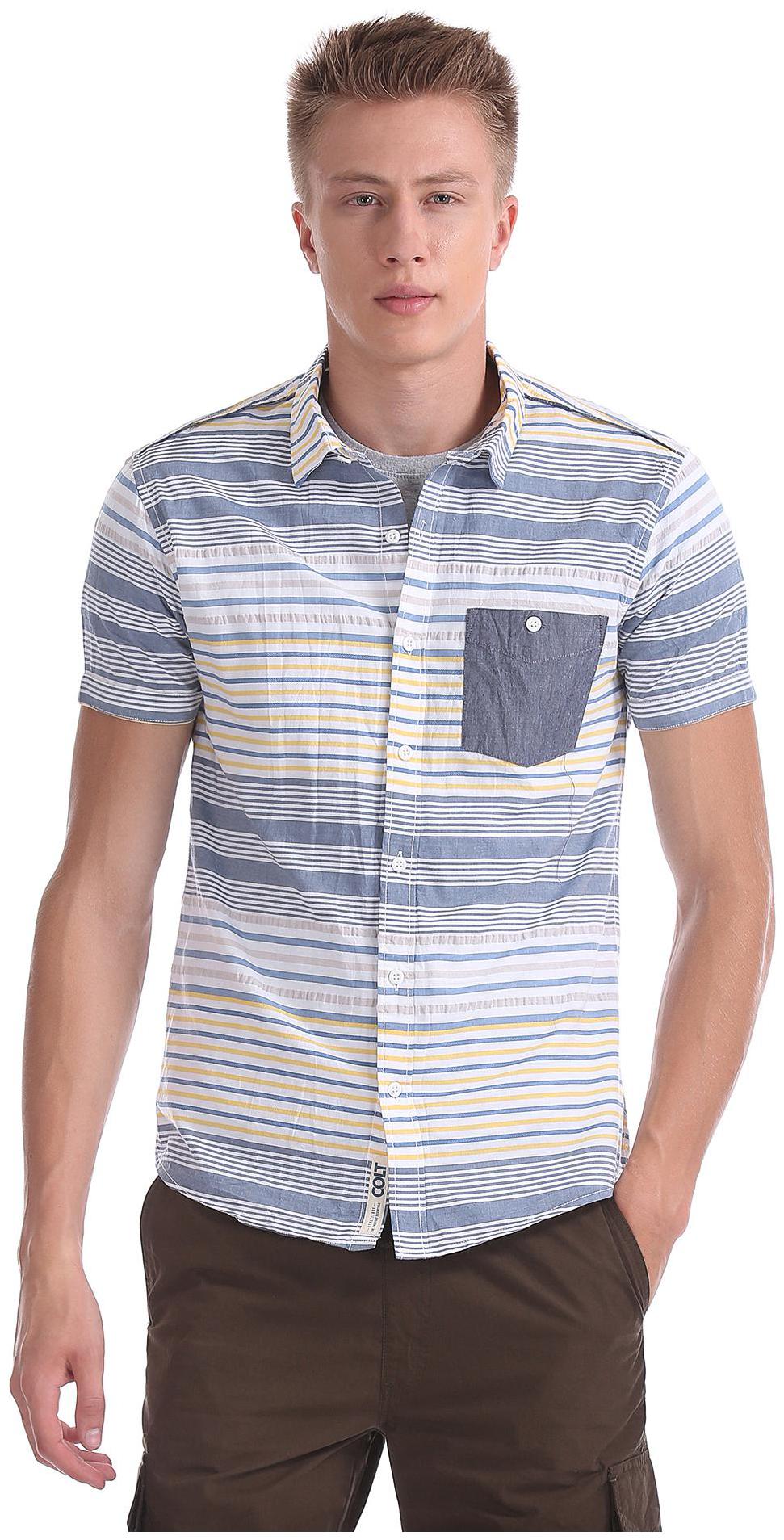 

Colt Men Multi Horizontal Stripes Slim Fit Casual Shirt
