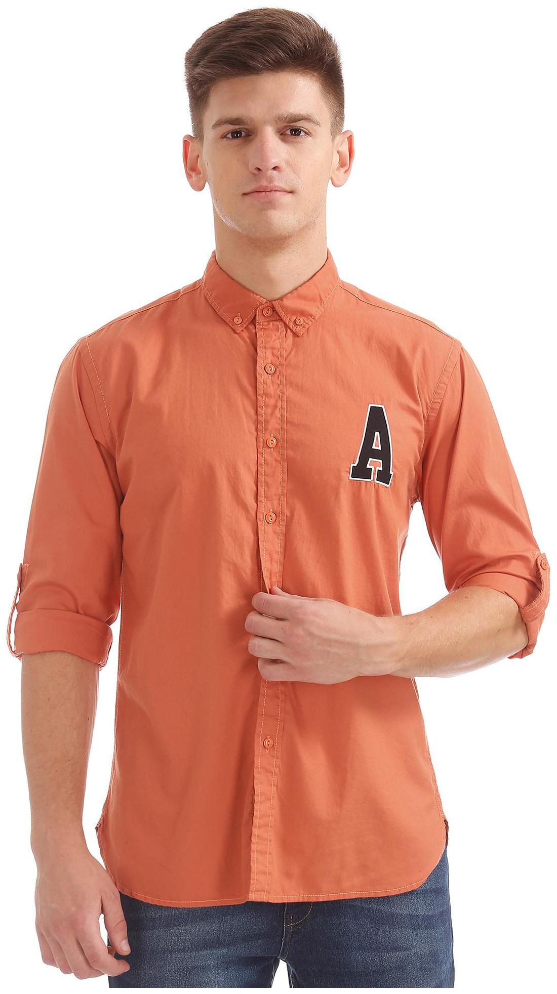 

Colt Men Orange Solid Regular Fit Casual Shirt