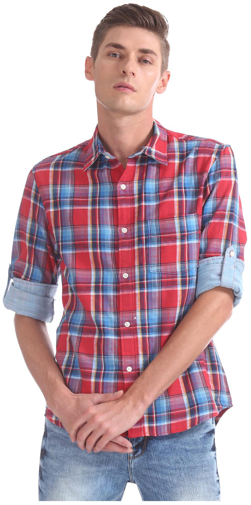 

Colt Men Red Checked Regular Fit Casual Shirt