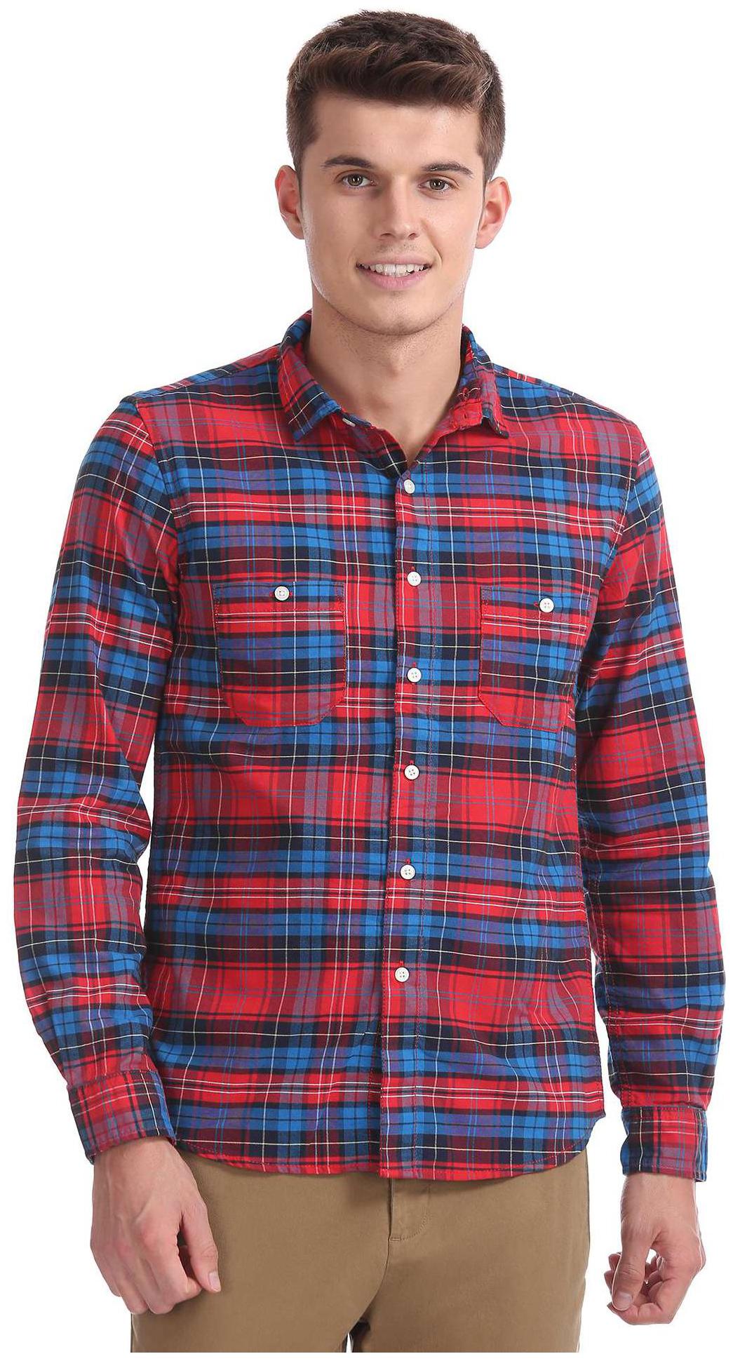 

Colt Men Red Checked Regular Fit Casual Shirt