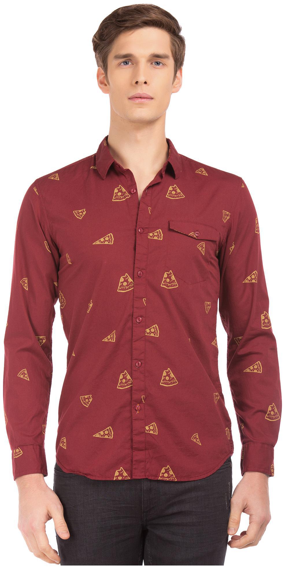 

Colt Men Red Printed Slim Fit Casual Shirt