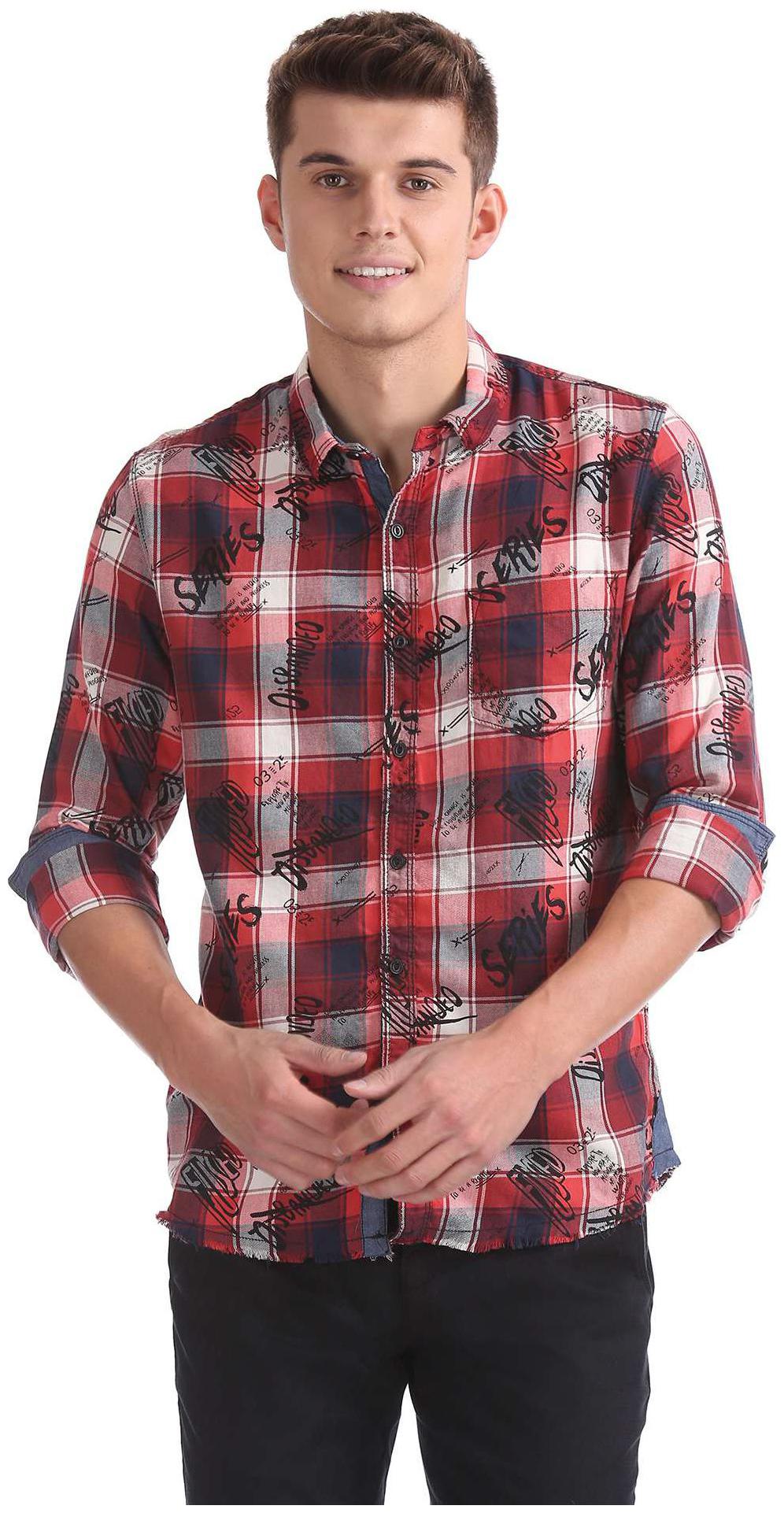 

Colt Men Red Checked Regular Fit Casual Shirt