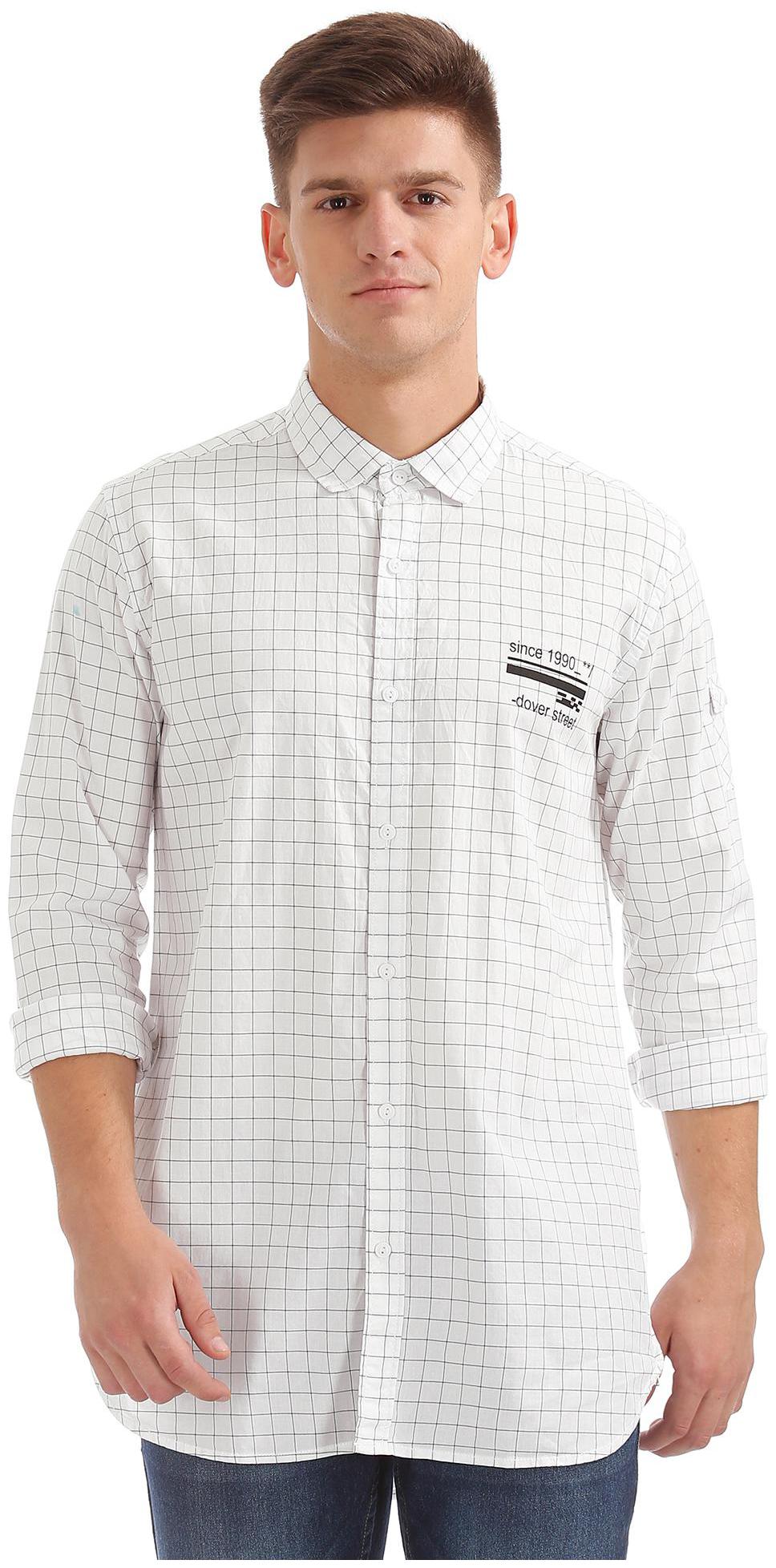 

Colt Men White Checked Regular Fit Casual Shirt