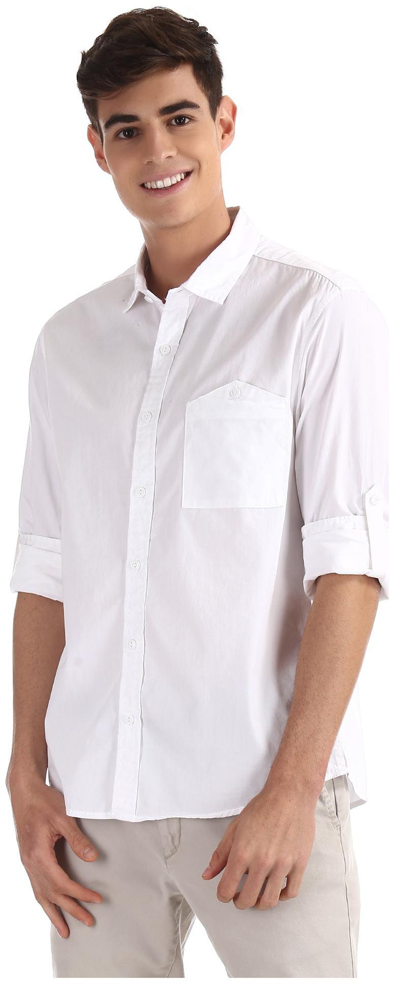 

Colt Men White Solid Regular Fit Casual Shirt