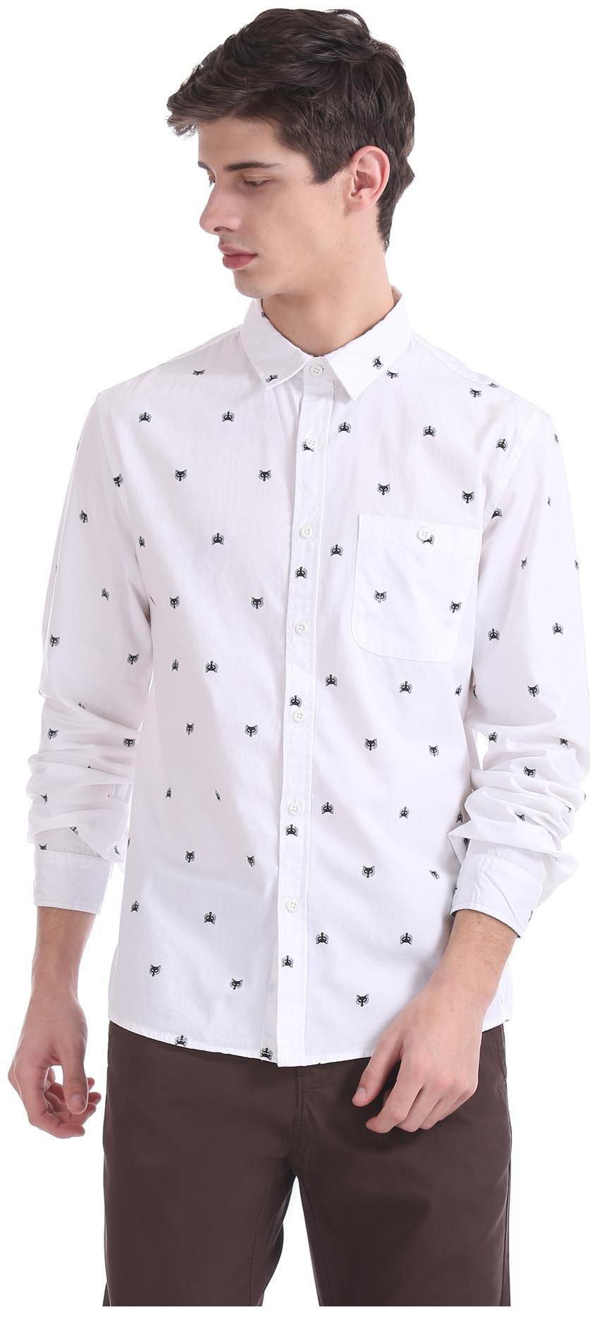 

Colt Men White Printed Regular Fit Casual Shirt